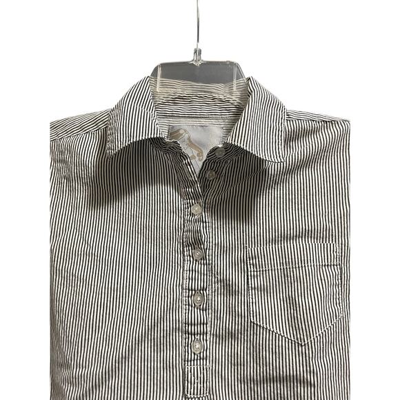 Prototype New York Black White Pin Strip Long Sleeve Blouse Size Small - Picture 4 of 7